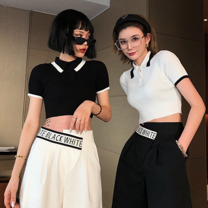 Cocory vn  Áo Croptop Dệt Kim Tay Ngắn Dáng Ôm Thời Trang Mùa Hè Dành Cho Nữ