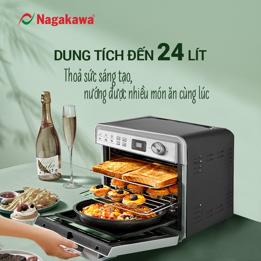 Nồi chiên không dầu cảm ứng Nagakawa NAG3309 (24L) - 12 Chương trình nấu - Công nghệ Rapid Air - Bảo hành 12 tháng