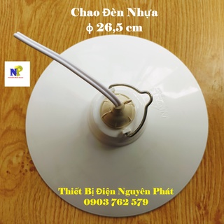 Chao Nhựa (Nhựa PC) 26,5cm + Đuôi Đèn Kín Nước Trắng Dây Dài 20cm