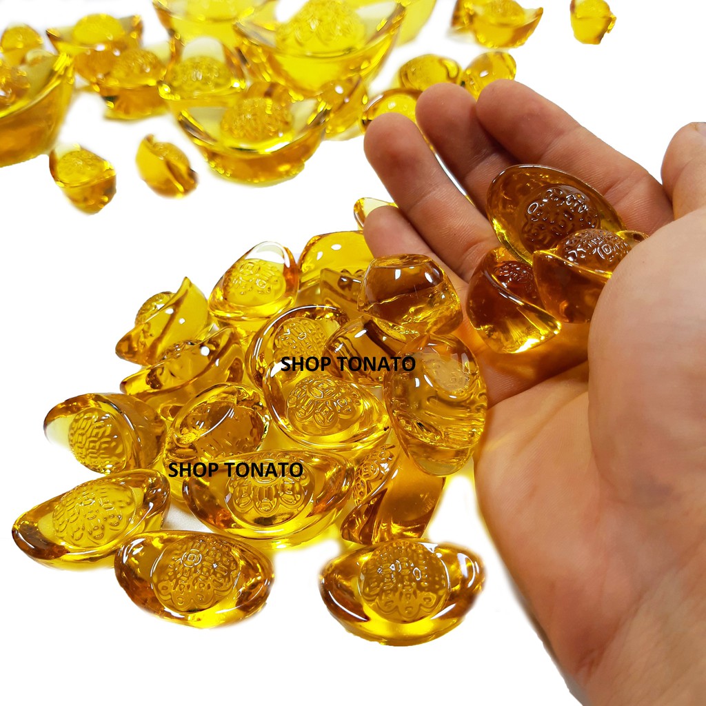 THỎI VÀNG PHONG THỦY KIM NGUYÊN BẢO PHÁT TÀI LỘC CÓ HOA VĂN THỦY TINH ĐỦ SIZE