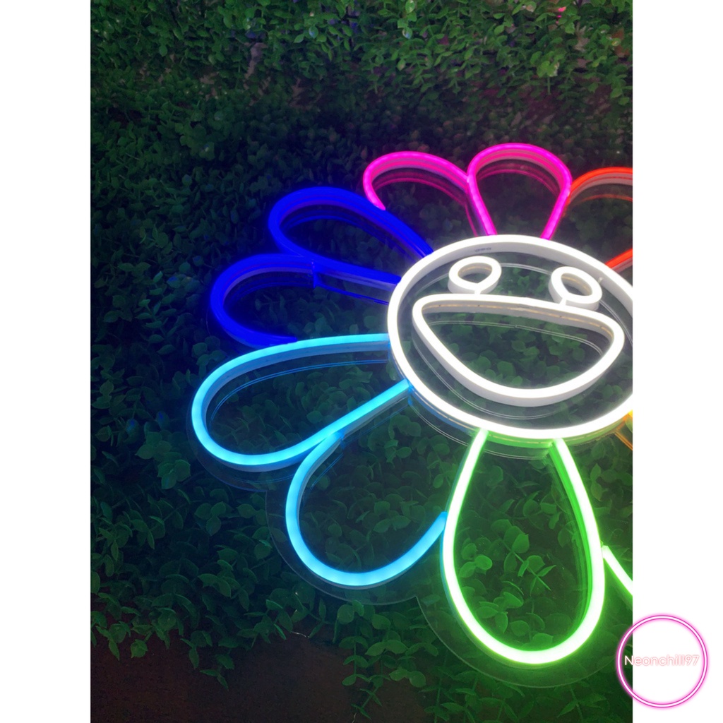 Đèn led neon hình hoa mặt cười | 40 x 40 cm | Nhiều màu sắc | Decor phòng ngủ