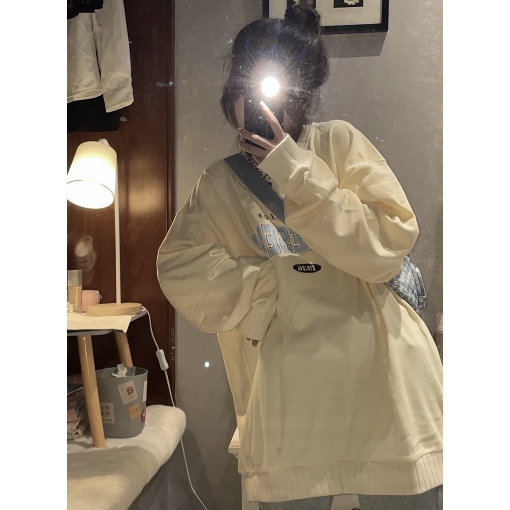 Áo Sweater Tay Dài Dáng Rộng In Chữ Phong Cách Hàn Quốc Retro Cho Nữ 3 Màu Tùy Chọn Xiaozhainv | BigBuy360 - bigbuy360.vn