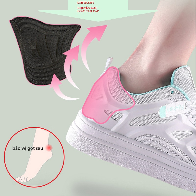 Lót giày 4D bảo vệ gót sau và chống rộng dùng cho giày thể thao nam nữ, sneaker, giày mọi, giày tây-PK134