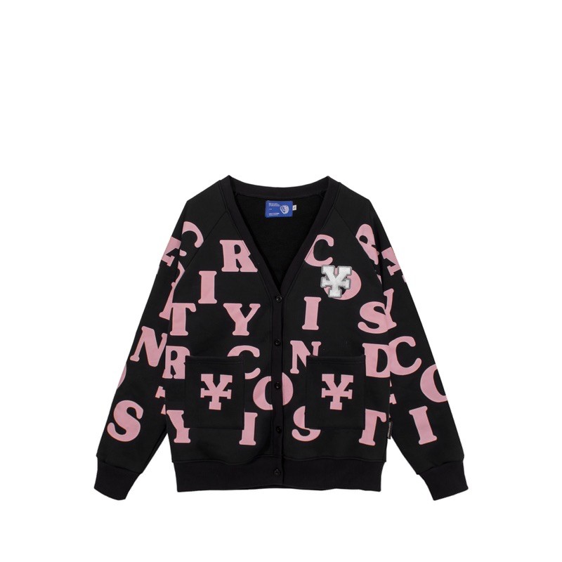 [Dirty Coins] Print Cardigan - Black/Pink