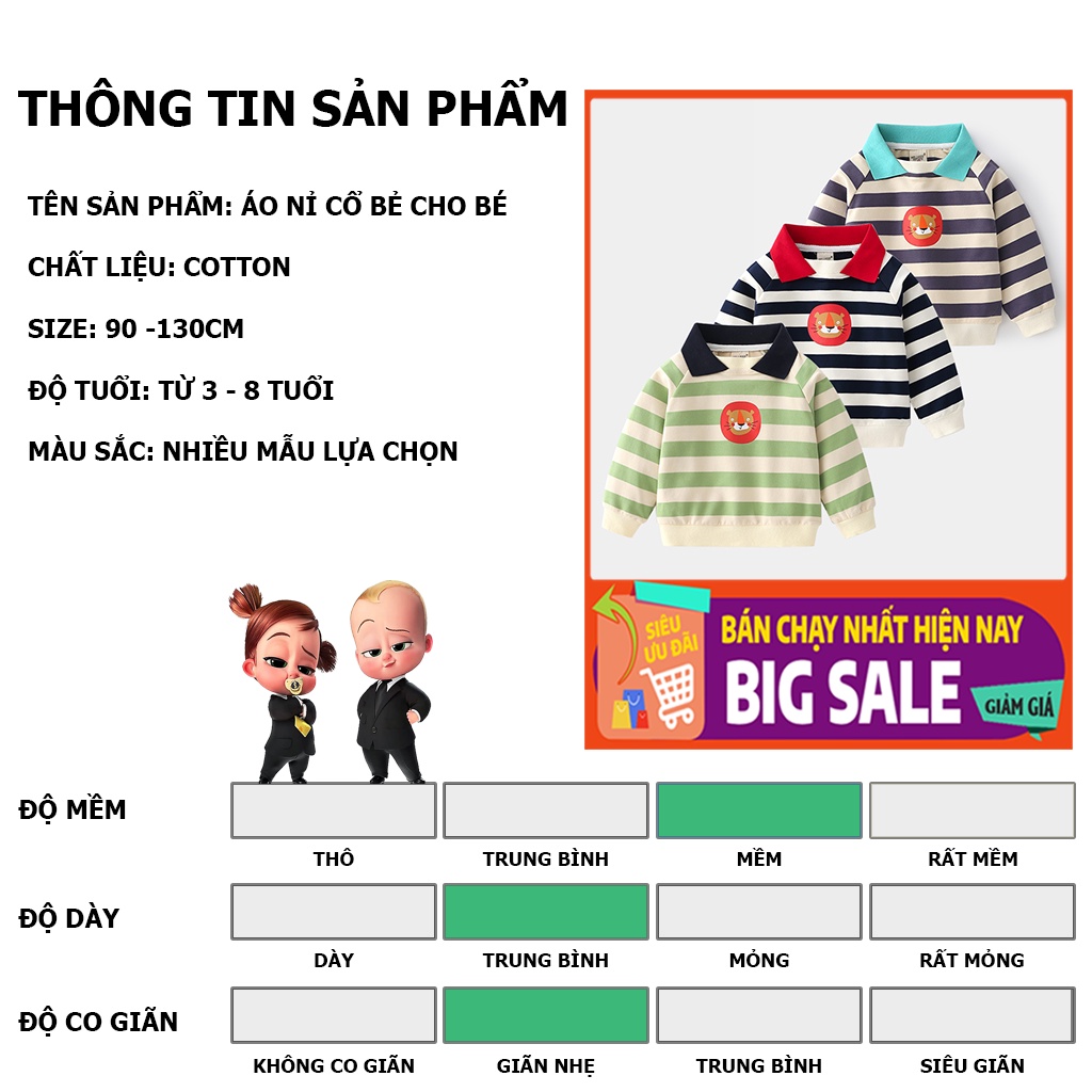 Áo nỉ cho bé trai WELLKIDS áo nỉ cổ bẻ cho bé chất cotton hàng xuất Âu Mỹ