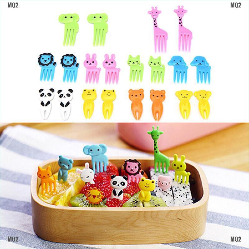 {MQ2}10pcs Animal Farm cartoon fruit fork sign resin fruit toothpick for Kids sign