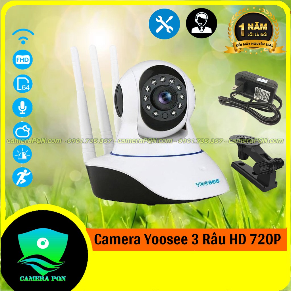 Kèm Thẻ Nhớ 64GB - Camera Yoosee 3 Râu 1.0 HD 720P Siêu Sắc Nét