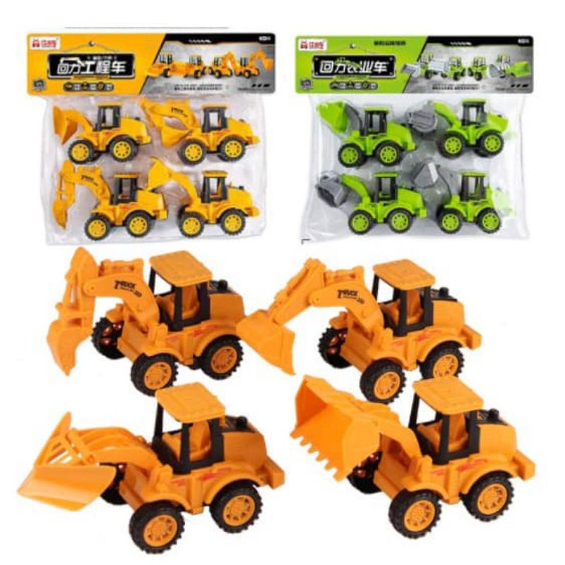 Túi 4 xe công trình xanh -đỏ