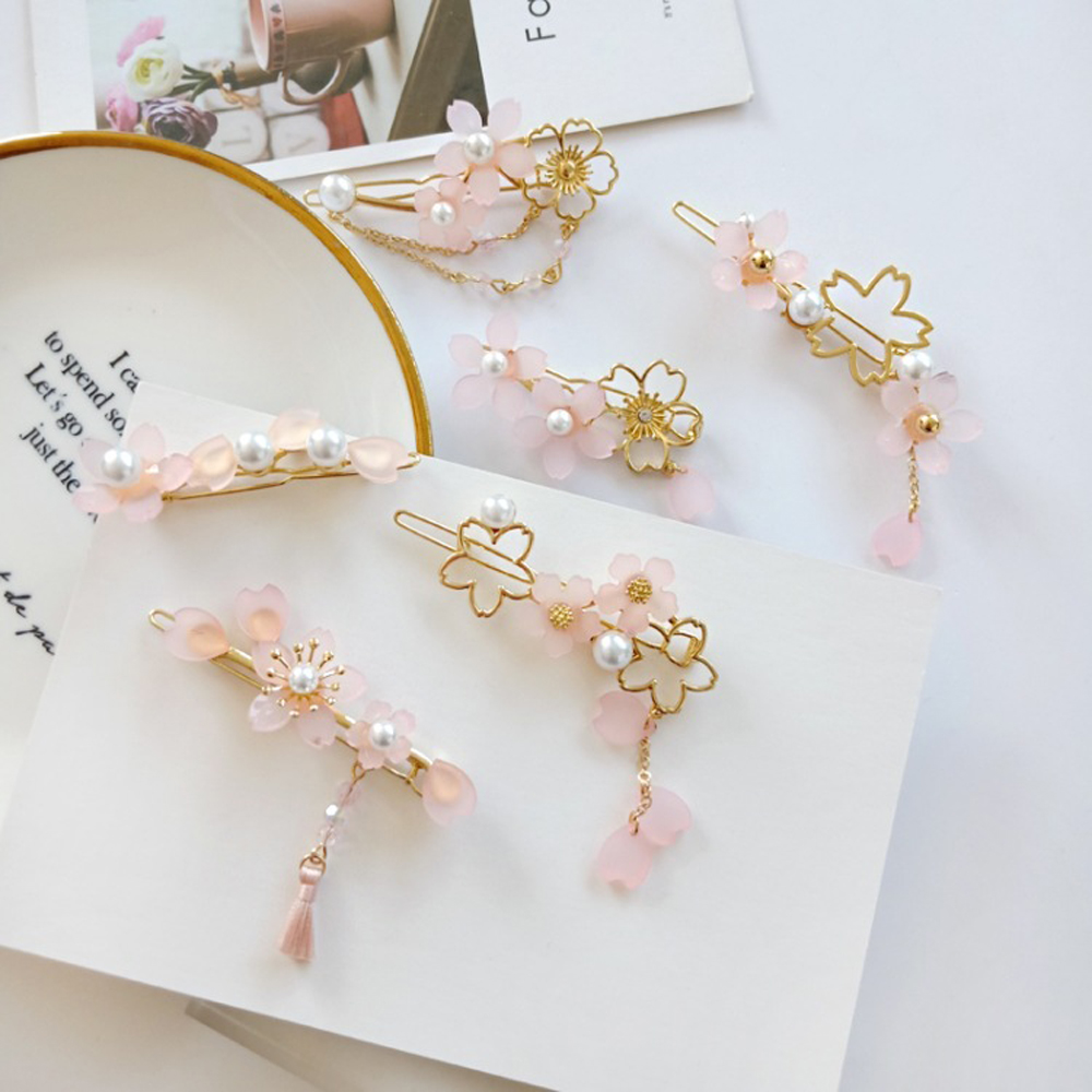 Kẹp tóc hình hoa anh đào tòn ten dễ thương cho nữ