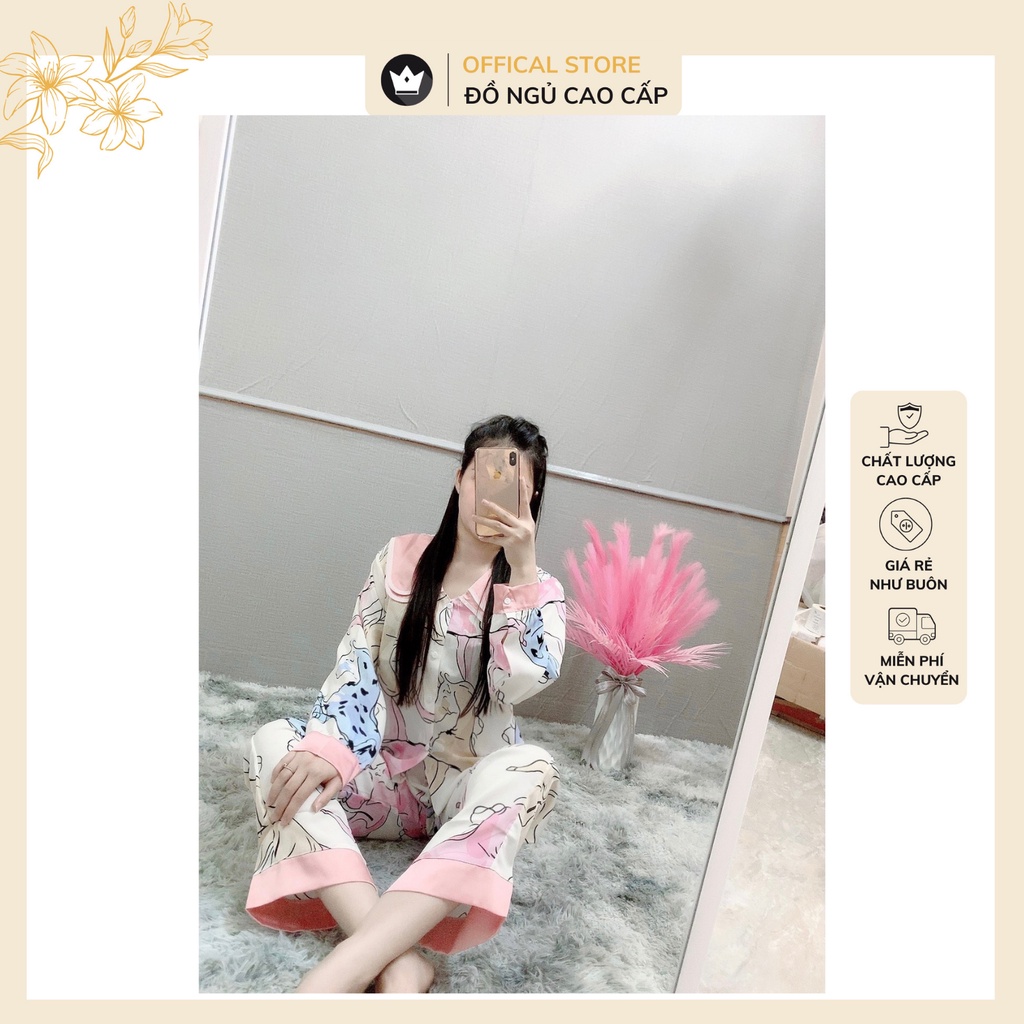 Đồ bộ pijama - bộ mặc nhà dài tay họa tiết sang chảnh,chất vải mịn màng,sang trọng | BigBuy360 - bigbuy360.vn