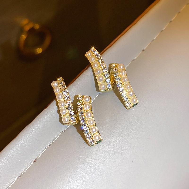 Khuyên tai bạc 925 đính ngọc trai nhân tạo phong cách Hàn Quốc 2021 cho nữ