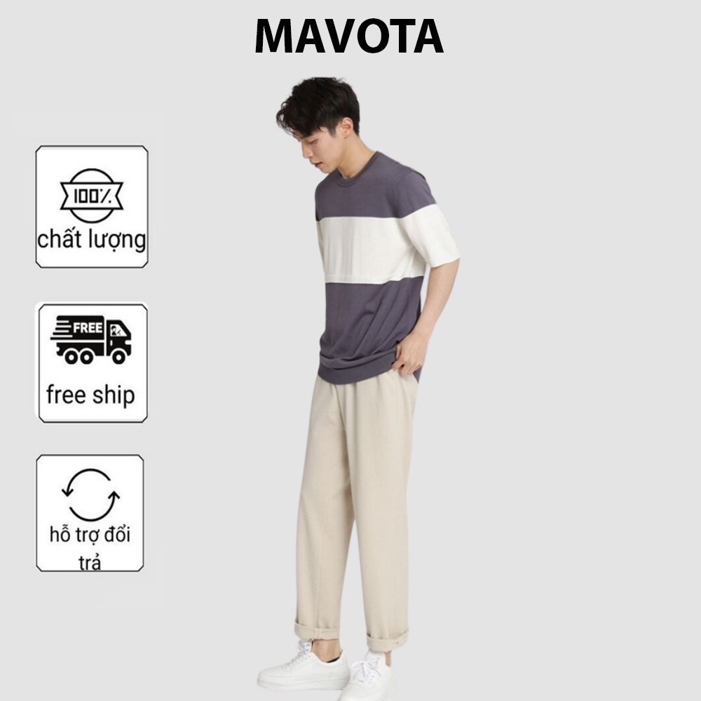 Quần baggy kaki nam nữ unisex Mavota quần ống suông cạp chun phong cách Hàn Quốc cao cấp QBG9