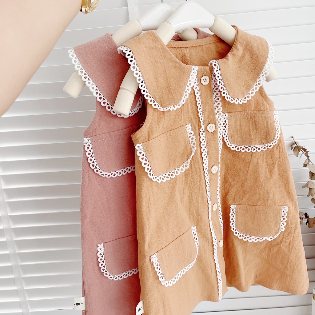 VÁY HÈ SÁT NACH SUÔNG CHỮ A 4 TÚI CHO BÉ GÁI 1-6 TUỔI