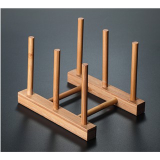 Khay giá gỗ mini đựng cốc ly loại 6 trụ úp