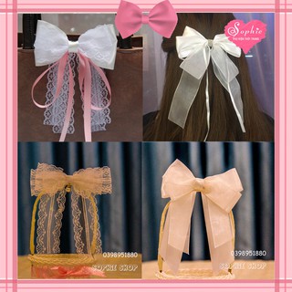 🎀 Kẹp tóc [BST MÀU TRẮNG ] kẹp nơ tua rua trắng phối màu xinh xắn Sophie Store