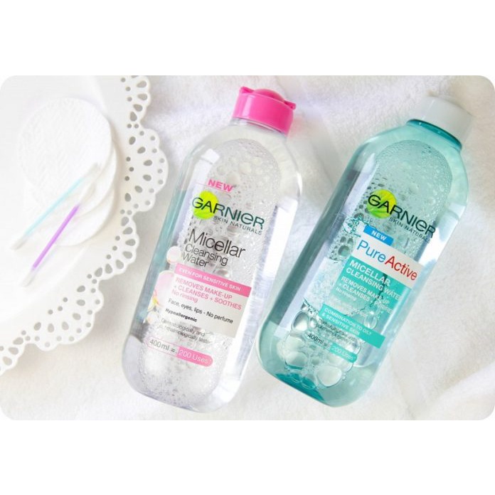 [Loại 400ml] Nước Tẩy Trang Micellar Garnier Hồng/ Vàng/ Xanh Skinactive Cleansing Water