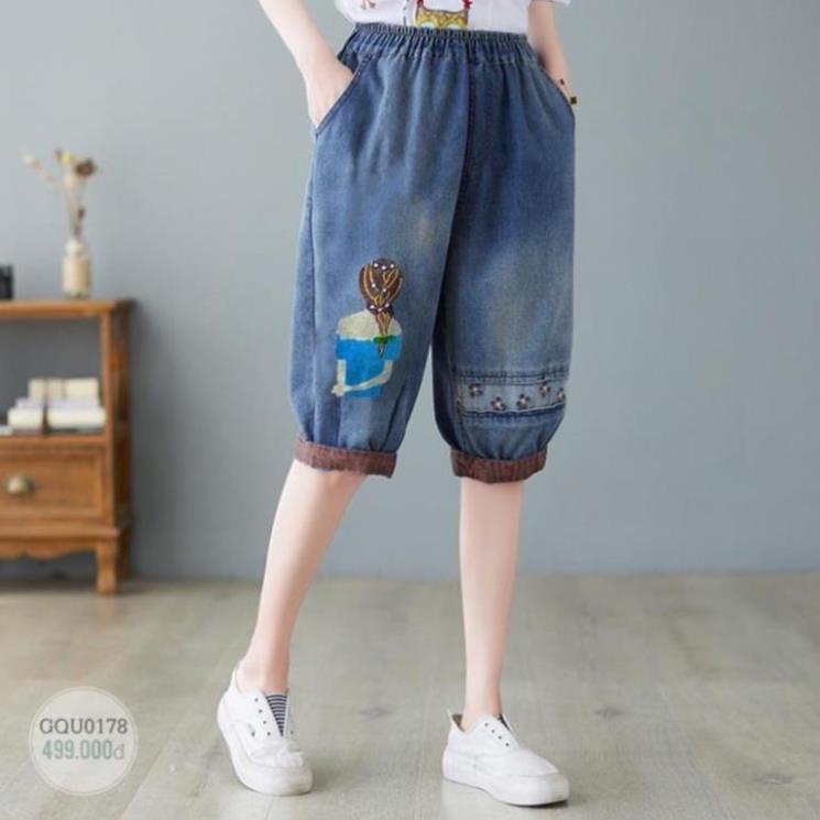 BÁn sỉ quần jeans bò ngố cạp chun thêu cao cấp !