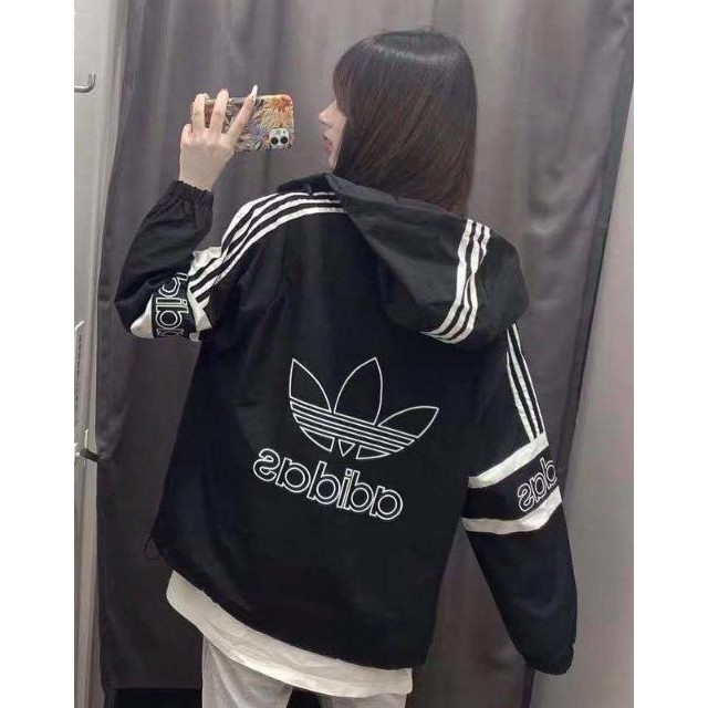Áo khoác dù form rộng nữ in adidas siêu cá tính, unisex form rộng, ulzang, áo đôi, khoác gió AK13