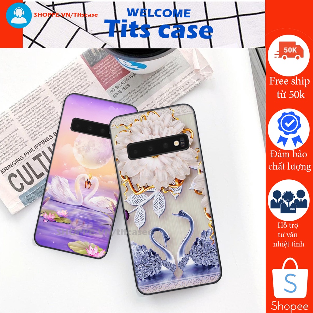 Ốp lưng Samsung Galaxy S10  / S10 PLUS / S10 5G in hình thiên nga,hoa may mắn, đặc sắc ĐỘC - LẠ - BỀN