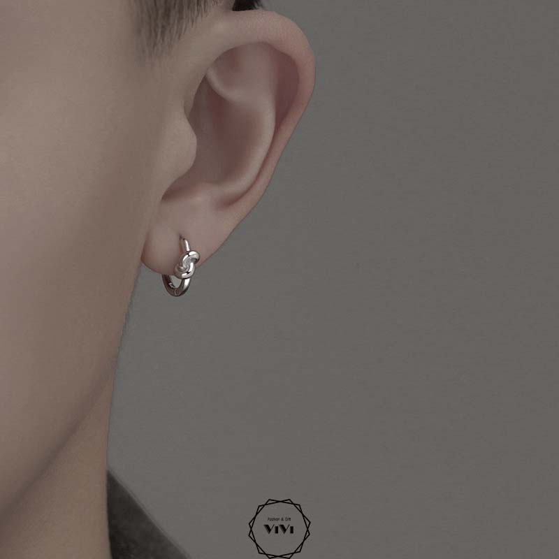Bông tai bạc nam kiểu nút thắt Roknot – khuyên tai bạc ViVi_Gift