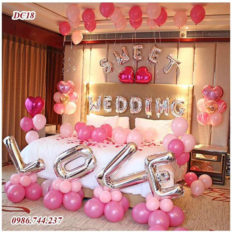 Set Bóng Sweet Wedding Trang Trí Phòng Tân Hôn Nhiều Mẫu