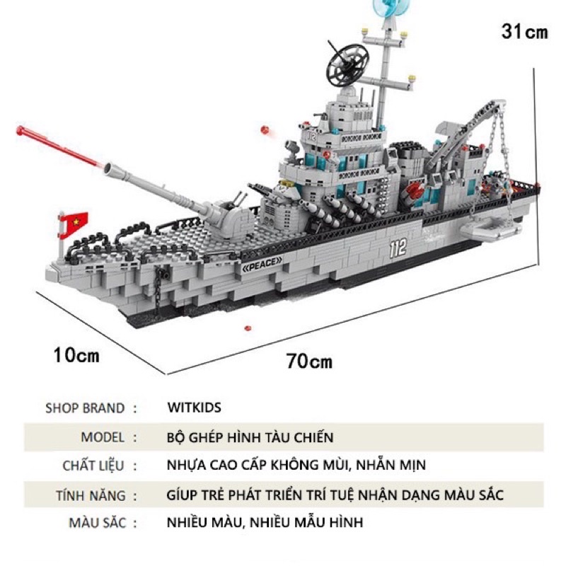 Bộ Đồ Chơi Lego Tàu Chiến Hạm 1560 PCS / Lắp Ghép Mô Hình Máy Bay Chiến Đấu WITKIDS