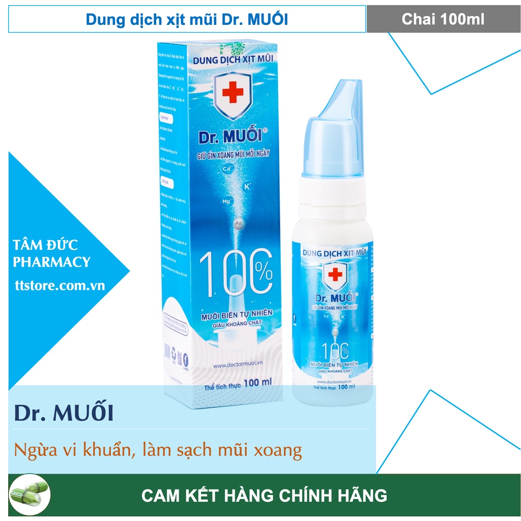 Dung dịch xịt mũi Dr. Muối 100ml [Dr muối] - Bảo vệ và làm sạch mũi xoang hàng ngày