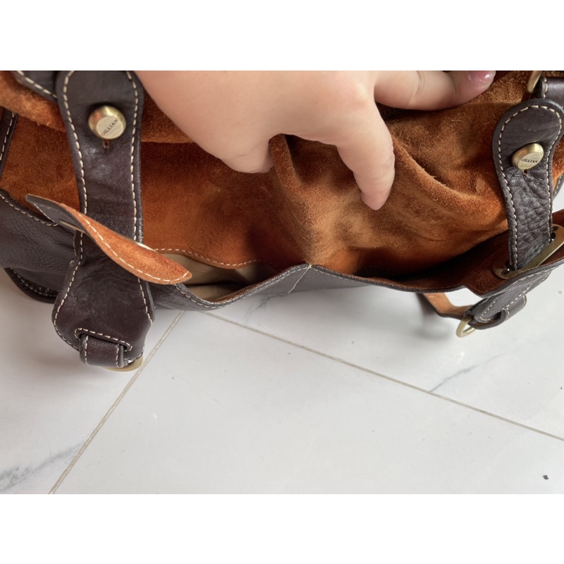 Lc142 Túi si đeo vai da bò phối da lộn của Ý Gillian