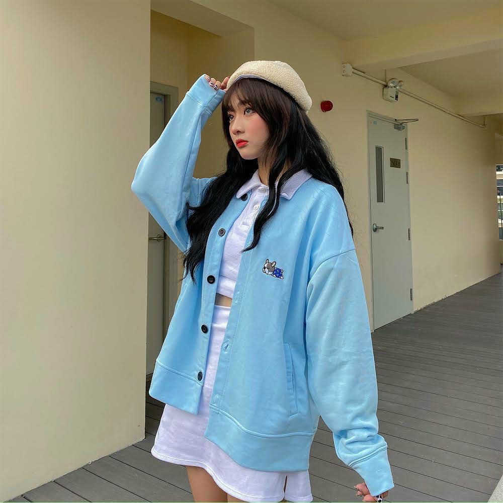 Áo Khoác Nỉ Bông Cardigan Logo Thêu Hình Nút Gài Nam Nữ PUPPY LAZY | BigBuy360 - bigbuy360.vn