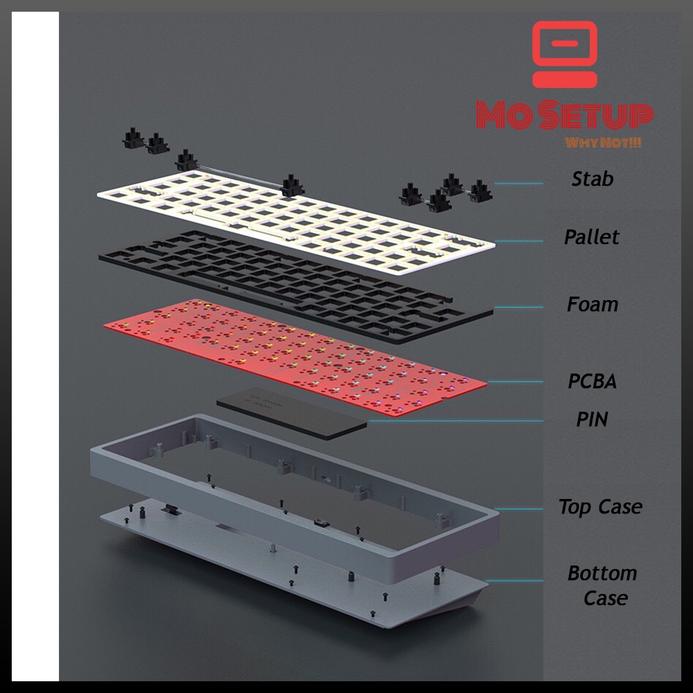 AC064 - KIT bàn phím cơ Nhôm CNC - Ajazz AC064 - Hotswap và 3 chế độ kết nối