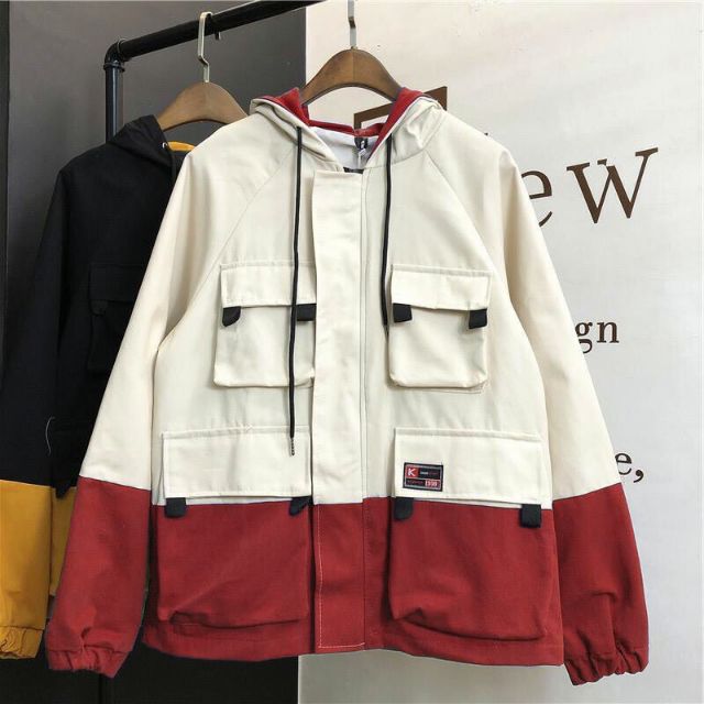 [Chất lượng] Áo khoác kaki phom rộng túi hộp phối màu (ree), hình thật ảnh treo tường | BigBuy360 - bigbuy360.vn