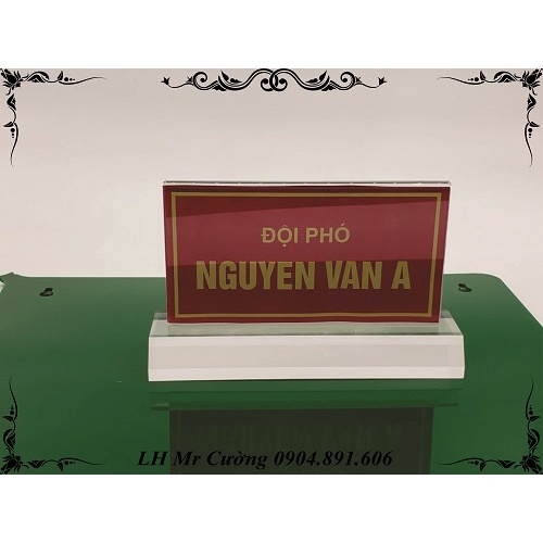 Biển chức danh mica tiêu chuẩn qđ 15x8cm có nhận in, Biển chức danh qđ 8x15cm