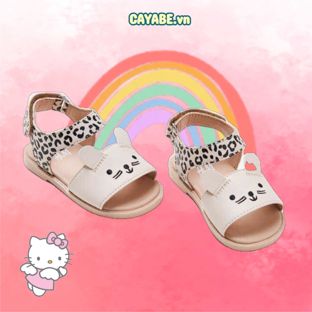 GIÀY SANDAL BÉ GÁI CAYABE MÈO KITTY MÀU TRẮNG ĐỐM ĐEN