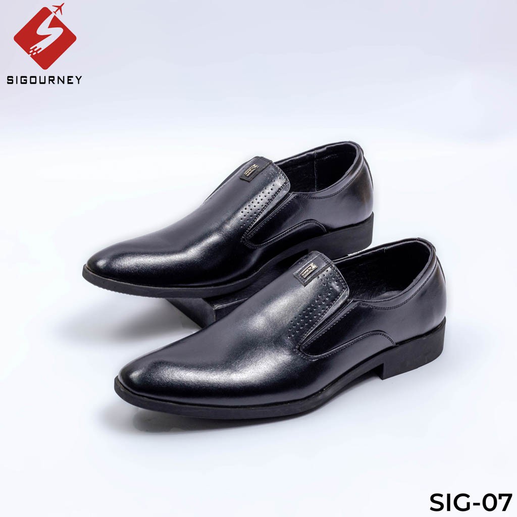 Giày công sở dành cho nam với da bò cao cấp SIGOURNEY SIG-07 màu đen