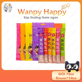 Súp thưởng cho mèo Wanpy Happy 100 Gói 70gr (5 Thanh 14gr) - Súp thưởng Wanpy Happy 100 với 6 vị thơm ngon, bổ thumbnail
