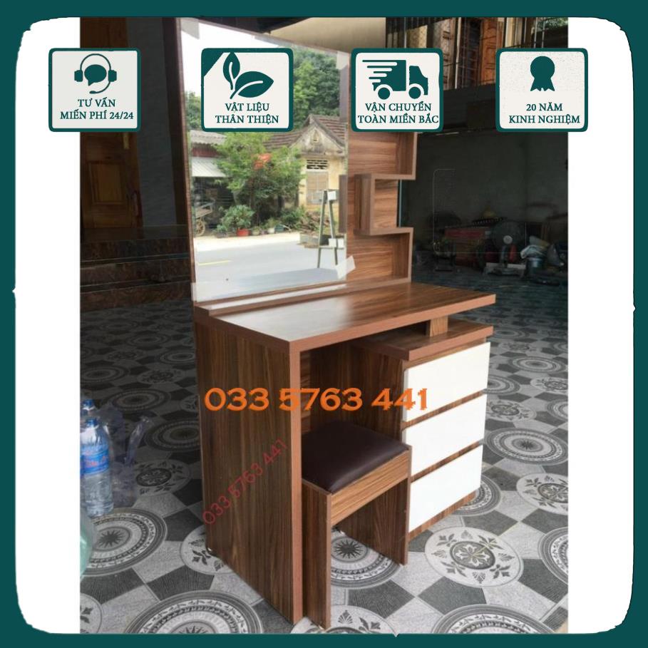 Bàn trang điểm gỗ MDF phủ Melamine 3 ngăn kéo kích thước 80x40cm tặng kèm ghế