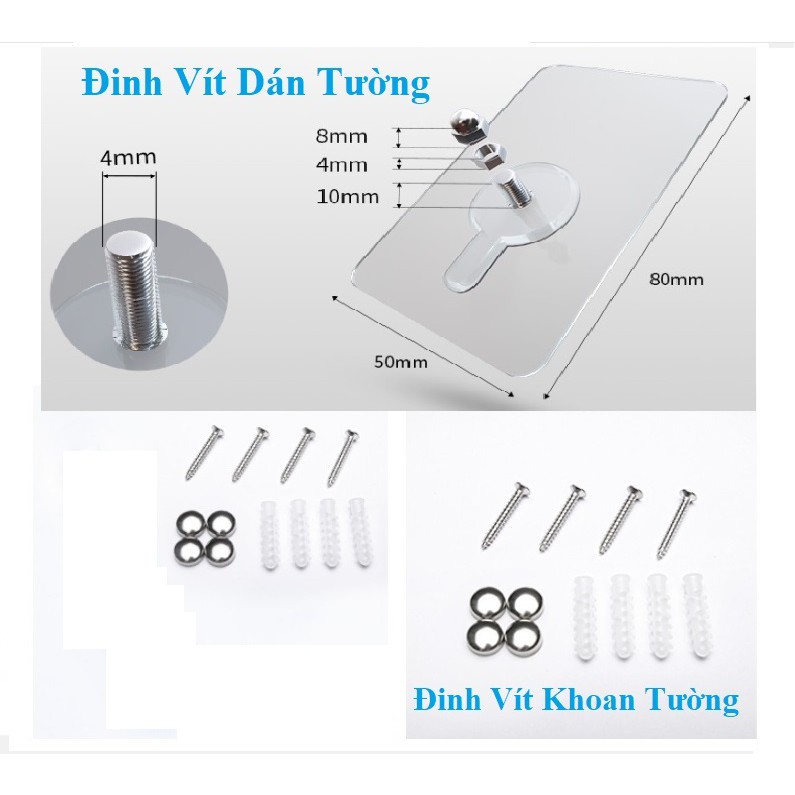 Giá Vắt Khăn Nhà Tắm lắp đặt dán tường không cần khoan chất liệu INOX 304 - LUTT