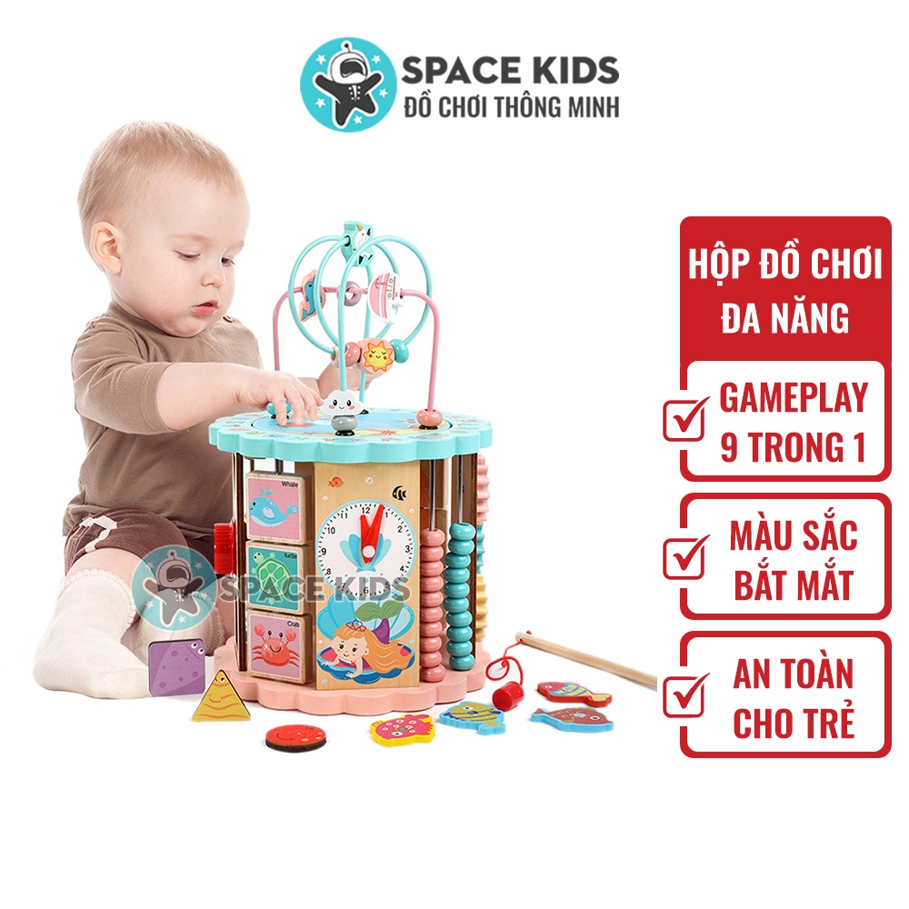 Đồ chơi gỗ cho bé Space Kids Hộp đồ chơi gỗ đa năng thông minh cho trẻ vui chơi phát triển trí tuệ