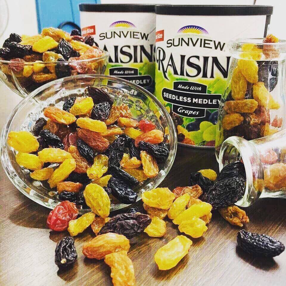 Nho khô Raisins Sunview Mỹ không hạt vị thập cẩm nhập khẩu chính hãng 425g hạt to mềm thơm ngon đều mẫu mới