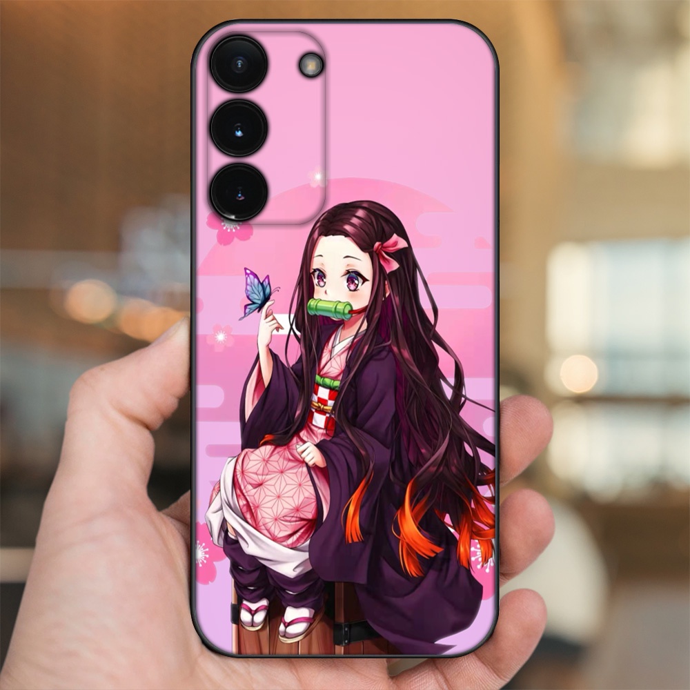 Ốp lưng Samsung S21, S21 Plus, S21 FE, S22, S22 Plus viền đen in hình Nezuko Kimetsu no Yaiba