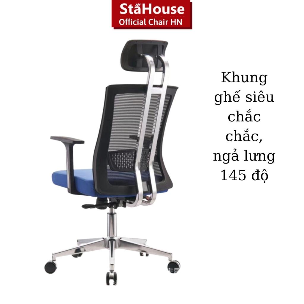 Ghế Công Thái Học Văn Phòng Ngả Lưng Thư Giãn, Nệm Bọc Mút Xốp Cao Cấp Stahouse Official Chair HN GVP J098