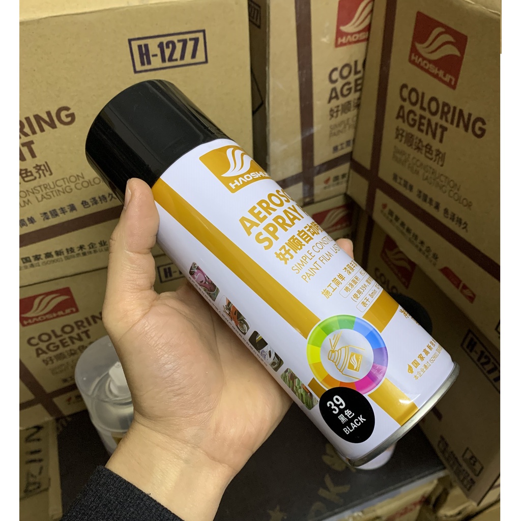 Sơn xịt HAOSHUN đủ màu, Lót, Bóng, Chịu nhiệt, Chống cháy, Chống rạn nứt, Vòi xịt chống chảy, chuyên dùng cho xe máy