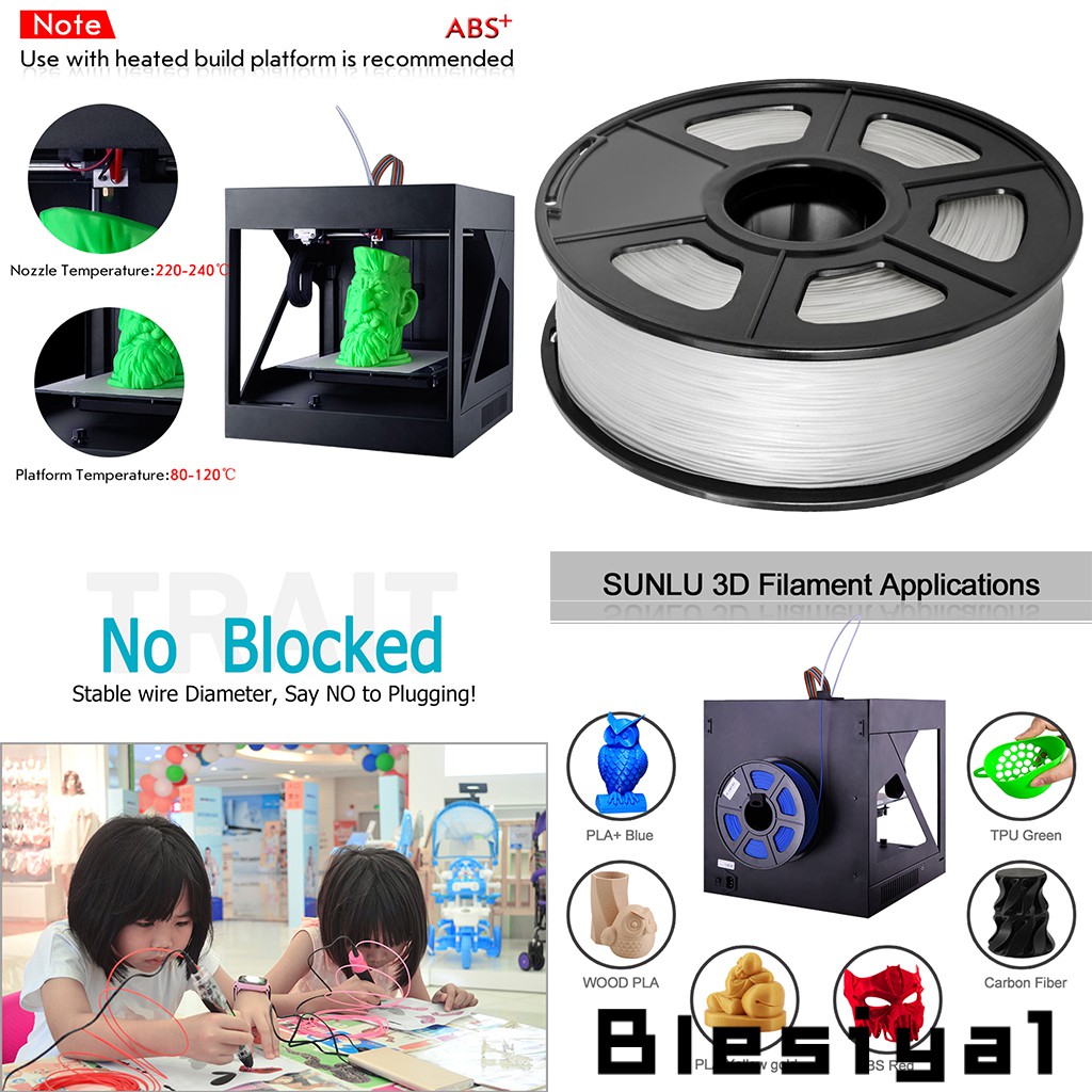 Sợi Nhựa Abs 3d 1.75mm Cho Máy In 3d + / - 0.02mm 1kg (2.2Lbs)