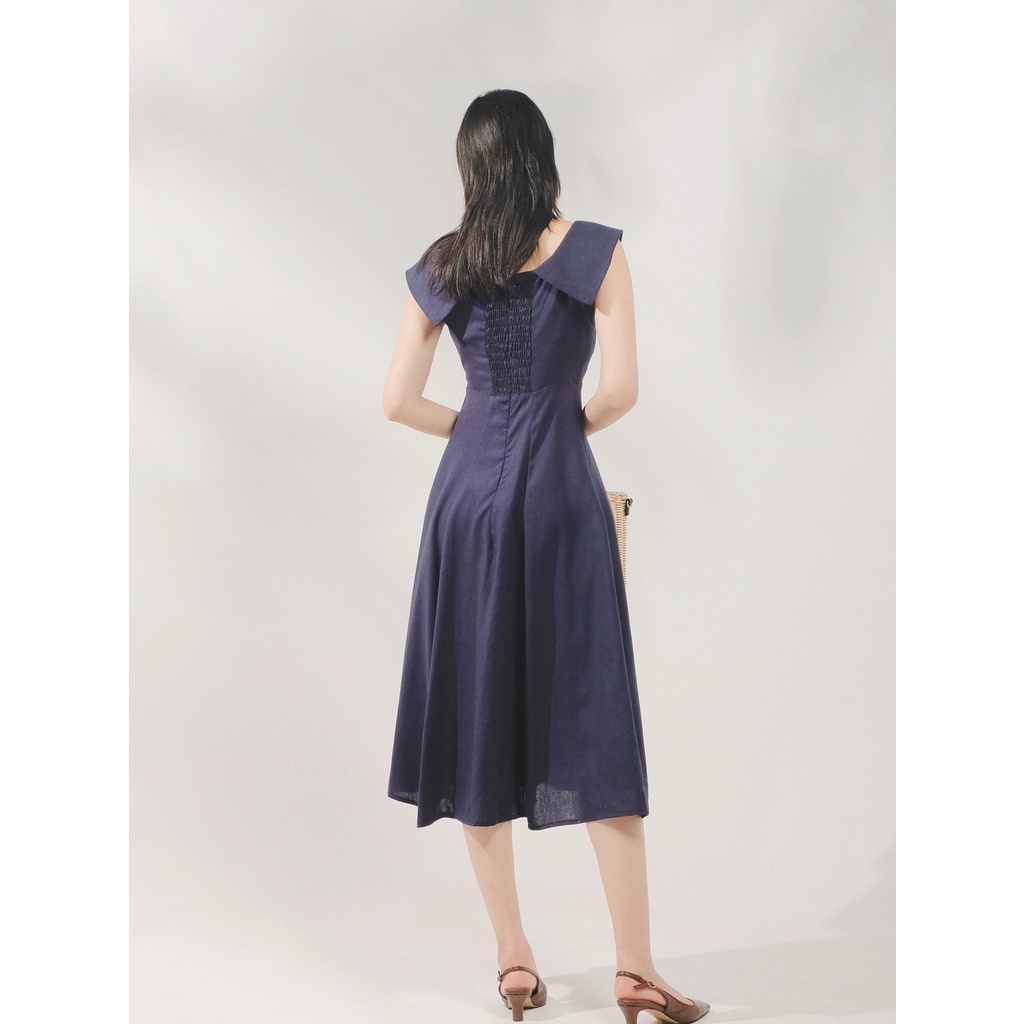 THE19CLUB - Váy linen cổ thuyền trễ vai- Agatha Dress