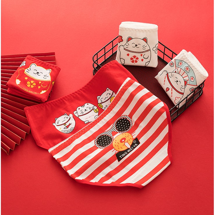 Quần Lót Nữ Cotton Mèo Thần Tài Xuất Hàn  Hàng Loại Đẹp.