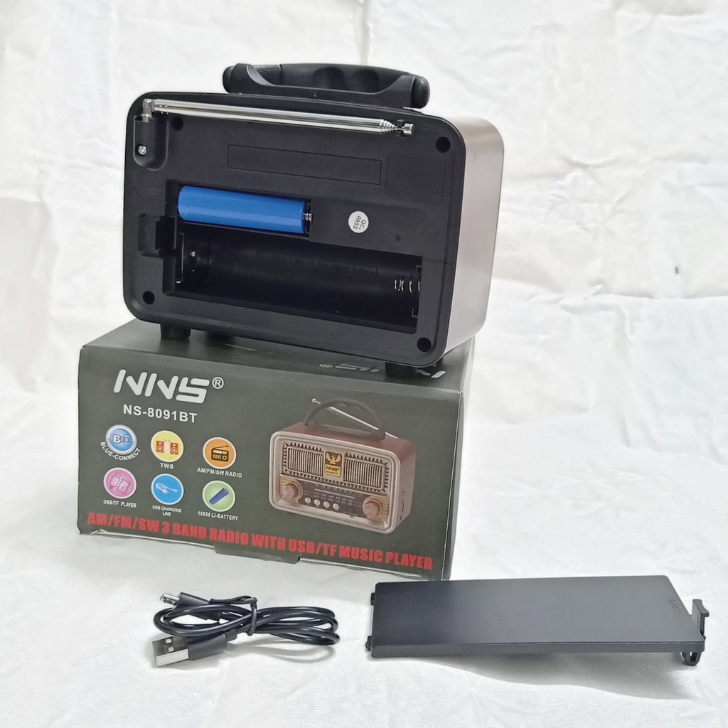 Đài 8091BT  Radio FM/AM/SW nghe nhạc thẻ nhớ usb ,kết nối Bluetooth ,hình thức cổ điển sang trọng ,tích hợp pin sạc