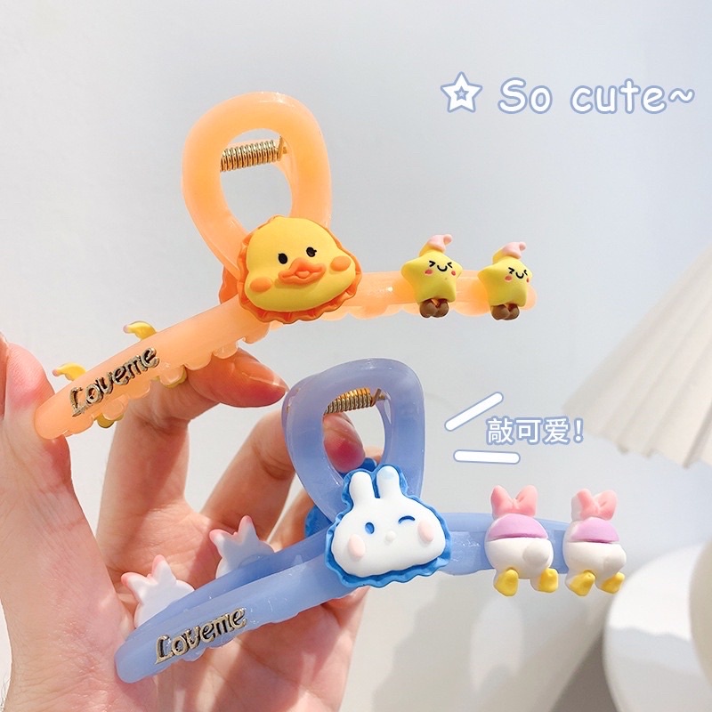 Kẹp gấp tóc bấu tóc dài hoạt hình gấu dâu dễ thương nhựa đẹp TIMSTORE phong cách nữ tính hàn quốc