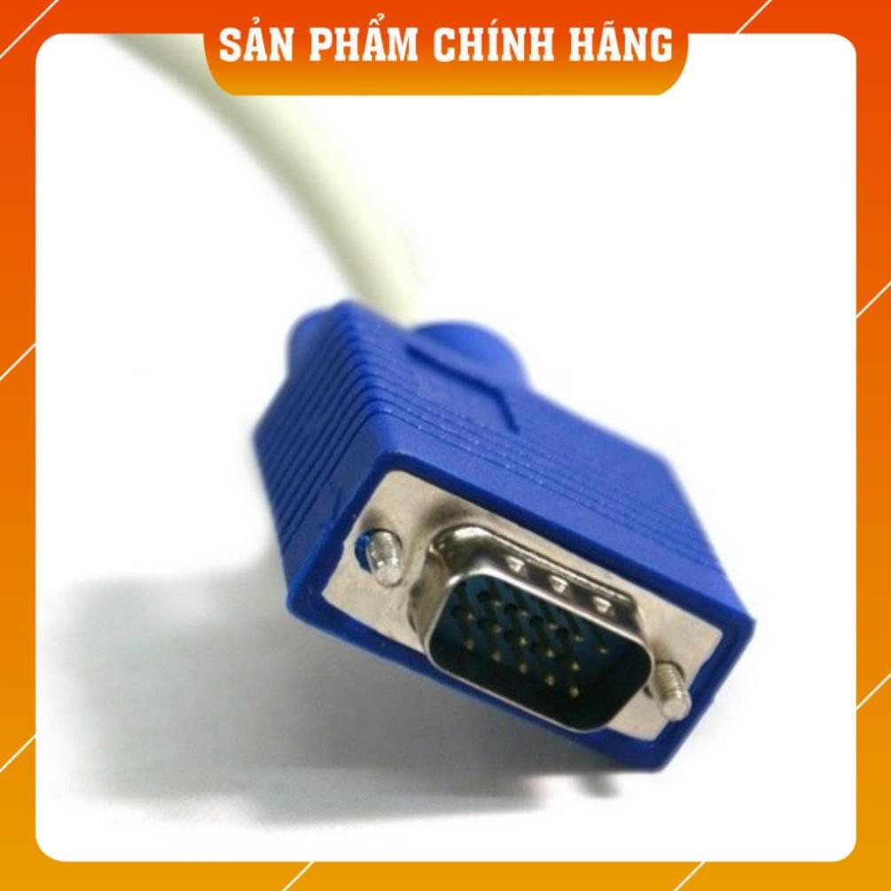 Dây VGA - Cáp VGA 20 mét - Màu trắng, 2 đầu chống nhiễu màu xanh - BH 12 tháng