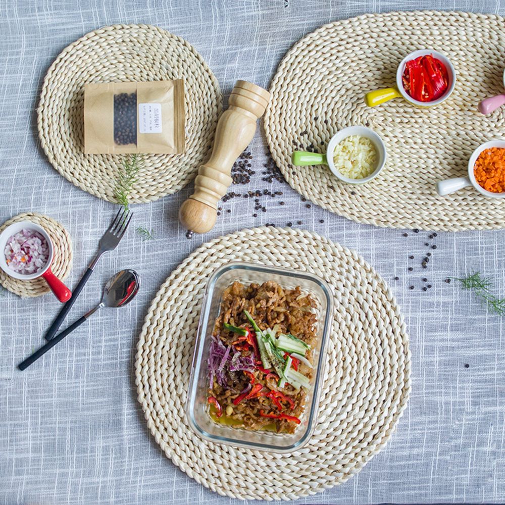 Thảm lót bát nồi đan sợi xơ ngô tự nhiên kiểu dáng đơn giản tiện dụng