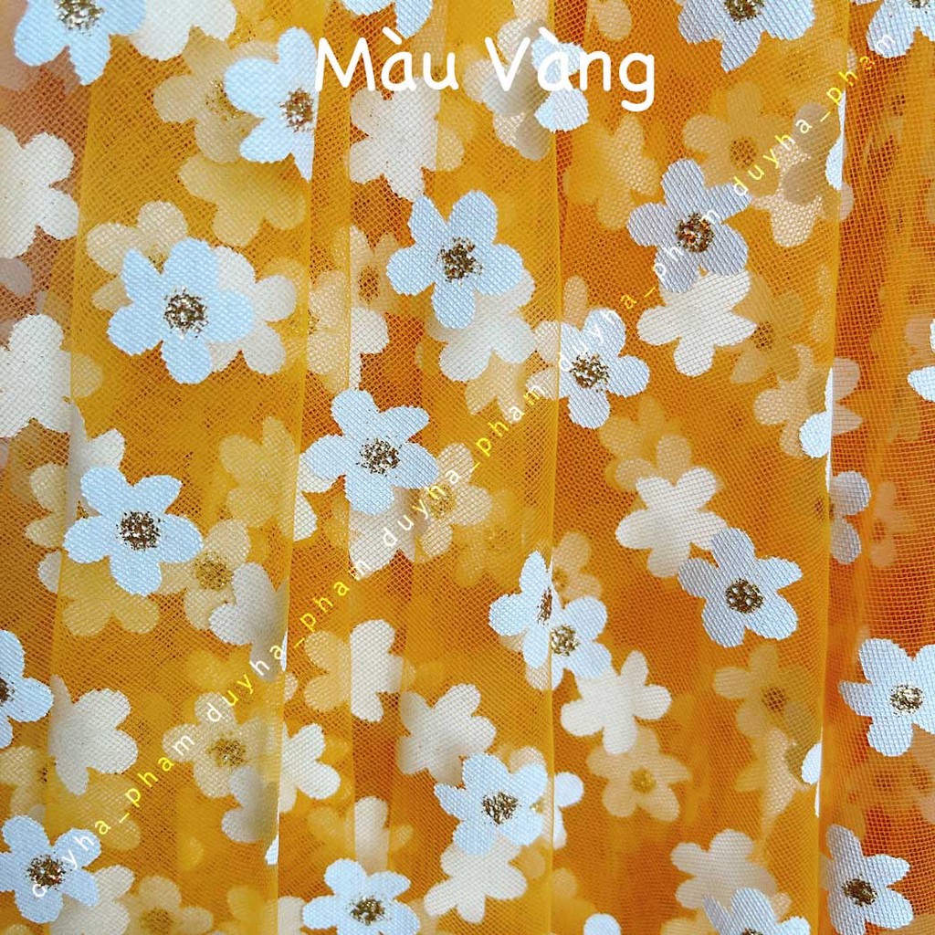 VẢI LƯỚI HOA MAI NHUỴ KIM TUYẾN XIN XẮN